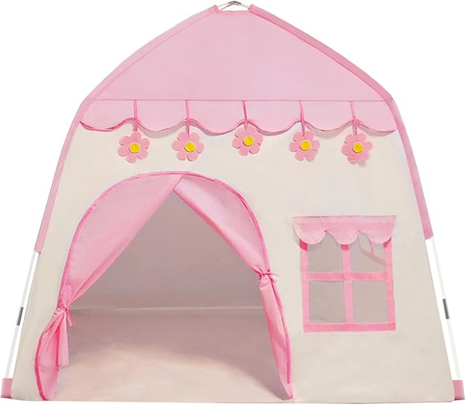 TTLOJ Kids Gift Play Tent, Princess Crown & Wand, for Girls Boys, Princess Playhouse, Pink Castle, Fairy Tale Teepee Tent, Indoor Outdoor, Birthday (Ball Lights NOT Included