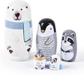 Nesting Dolls, 5Pcs 6" Tall Russian Nesting Dolls, Polar Bear Christmas Decorations，Handmade Matryoshka for Kids, Wooden Stacking Toys for Christmas Home Wedding Party Decorations (Polar Bear)