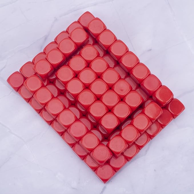 22MM Rounded Blank Six Sided Dice Lianshi Teaching Created Sesources Game Teaching Plastic Cubes Four Colors Choosable (100Pcs, Red)