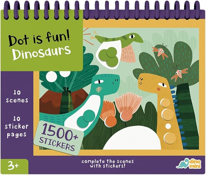 DINO MINI Dot is Fun! - Imaginative Paint by Sticker Kit for Kids - Dot Art Sticker Book for Toddlers 3-5 - Stocking Stuffers for Kids - Sticker Art Book for Toddlers (Dinosaurs)