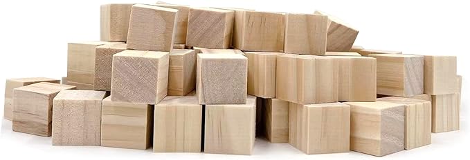 Wood Blocks for Crafts, Unfinished Wood Cubes, 3cm Natural Wooden Blocks, Pack of 30 Wood Square Blocks, Wooden Cubes for Arts and Crafts and DIY Projects