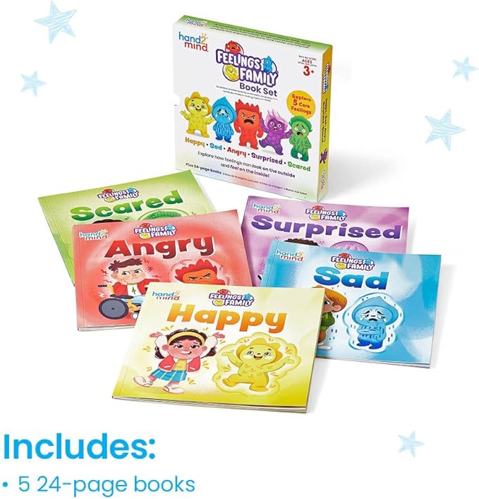 hand2mind Feelings Family Core Emotions Book Set, Social Emotional Books for Kids, Calm Down Corner Supplies, Calming Corner Items Kids, Toddler Learning Activities, Preschool Classroom Must Haves