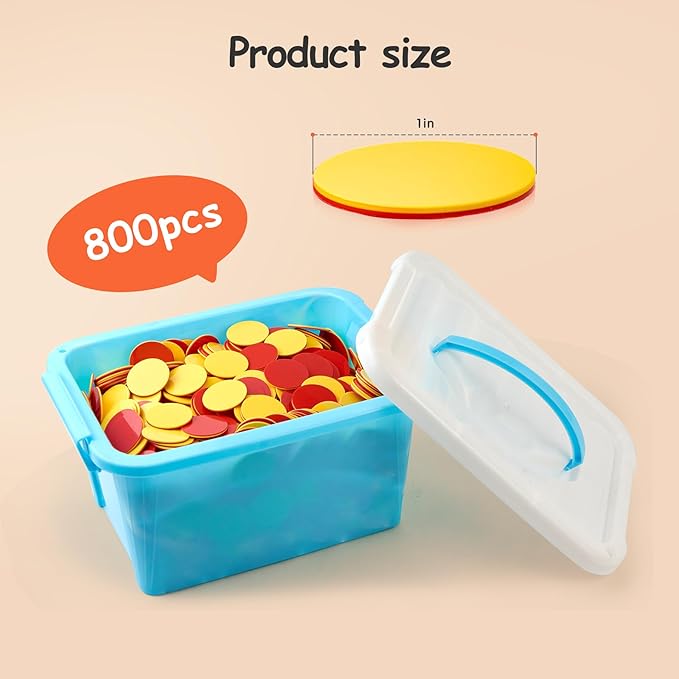 Counters for Kids Math 800 pcs Plastic Two-Color Red and Yellow Counter,Double Sided Counters Educational Toys to Help Kids Learn
