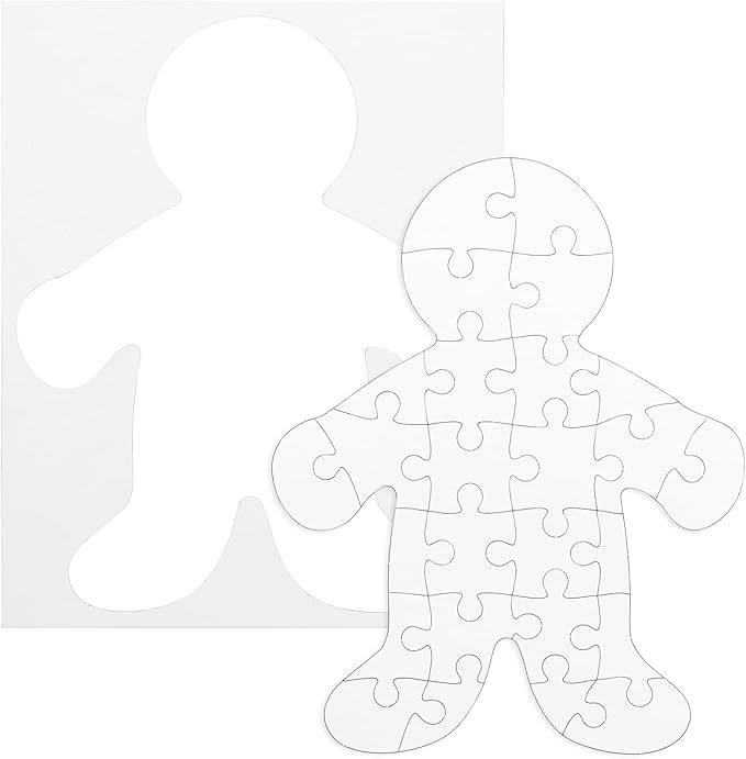 Hygloss 100 Blank Person-Shaped Puzzles – 8.5 x 10.5 Inches – Ideal for All-About-Me Activities – Write, Draw, and Decorate – 26 Pieces Each