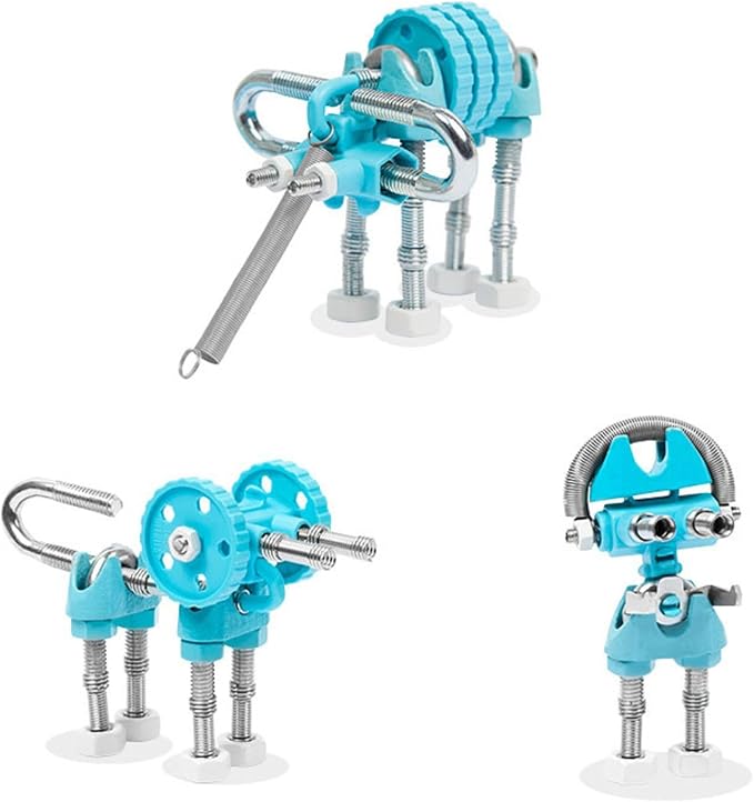 The Off Bits Erector Set: Animal Mini STEM Toys for Kids 6+, Toy Building Sets with Nuts & Bolts, STEM Building Toys Gifts for Boys and Girls (Blue Elephant)