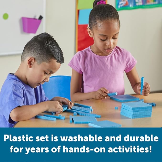 Learning Resources Plastic Base Ten Class Set - 823 Pieces, Ages 6+ Math Learning Activities for Kids, Math Games, Homeschool and Classroom Supplies