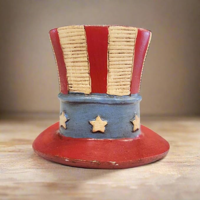 USA Hat Cast Iron Coin Bank with Painted Antique Finish (4.5" x 4.5" x 4")