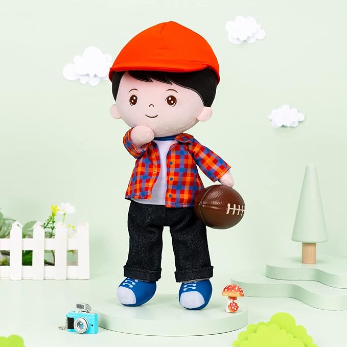 OUOZZZ 13" Soft Baby Doll Toys for 1 + Year Old Boy Gifts, Birthday Gifts for 1 Year Old Boy Christmas Plush Toys Gift for Toddler Kids Red Hat