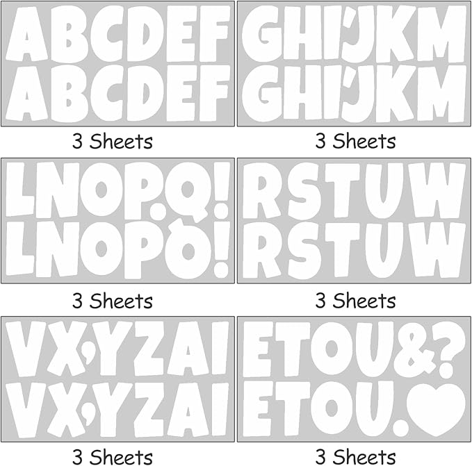 Bemeol Bulletin Board Letters 216 Pcs 2.5 Inch Alphabet Letter Stickers Self-Adhesive Letters for Poster Board Classroom Crafts Home Decor(White)
