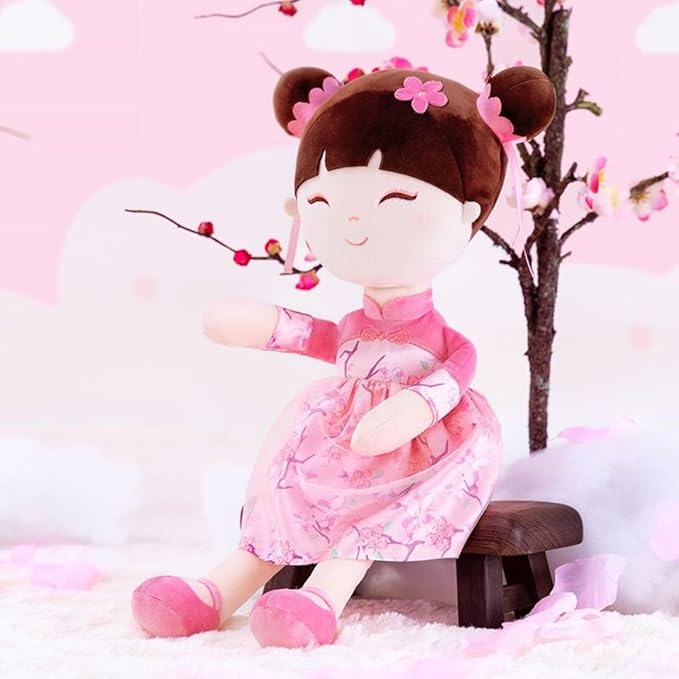 Gloveleya Baby Doll Kids Soft Doll for Kids Plush Toys Chinese Fairy Tale Dolls Toys for Ages 2-4 Peach Fairy 16" with Gift Box