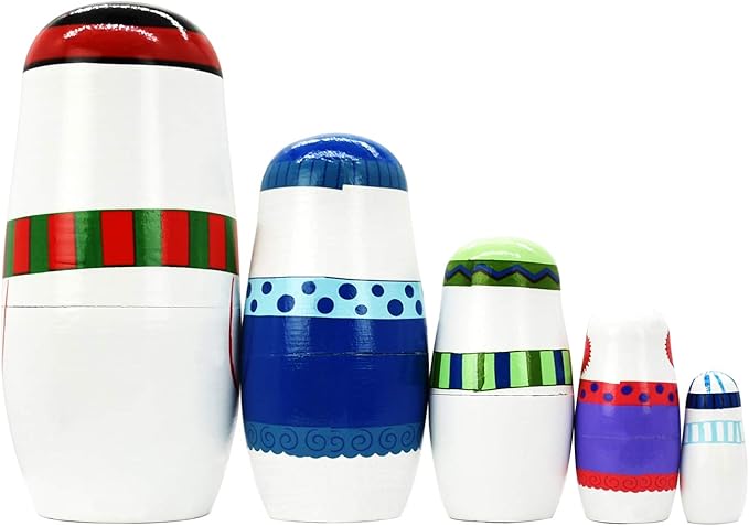 HYCLES Nesting Dolls Russian Matryoshka Wood Stacking Nested Set for Kids Handmade Toys for Children Kids Christmas Birthday Decoration Halloween Wishing Gift