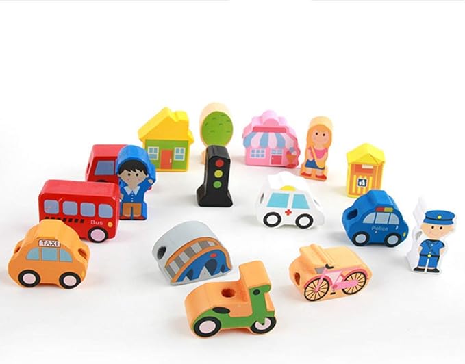 Wooden Educational Toys Wooden Shape Color Sorting Preschool Stacking Blocks Toddler Puzzles Toys Early Childhood Development Toys for Fine Motor Skills Birthday Gifts for Boys and Girls ((16 Pieces))