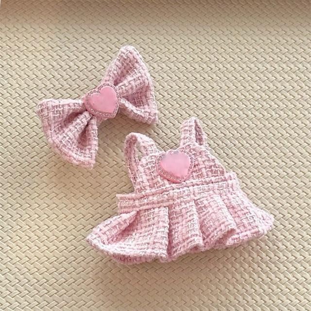 Clothes for(NO Doll), 15cm/17cm Doll Accessories Suit ,ute Miniature Fashion Accessories - Pink Heart Premium Outfit, Play & Collector(Pink - Sweater, S)