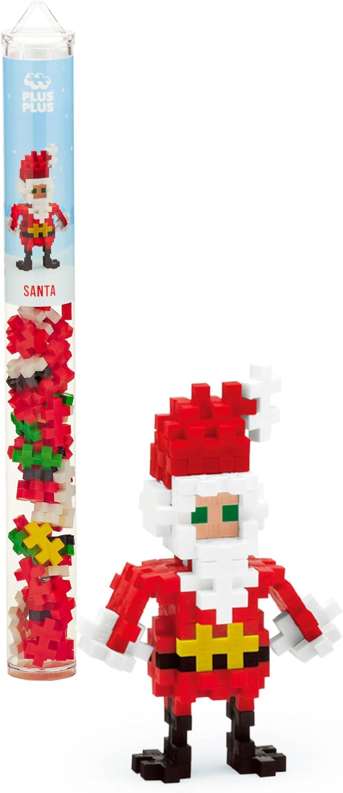 PLUS PLUS Building Block Set, 70 Mini Interlocking Pieces, Fun Winter Holiday Activities for Kids, STEM Toy - Santa Claus