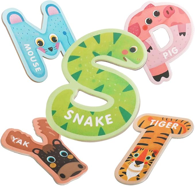 JOCHA ABC Letter Cute Animals Fridge Jumbo Large Alphabet Magnets Preschool Learning Spelling Stick Refrigerator Magnetic Uppercase Colorful Game Toys Set for Kids Toddlers 3 4 5 Years Old