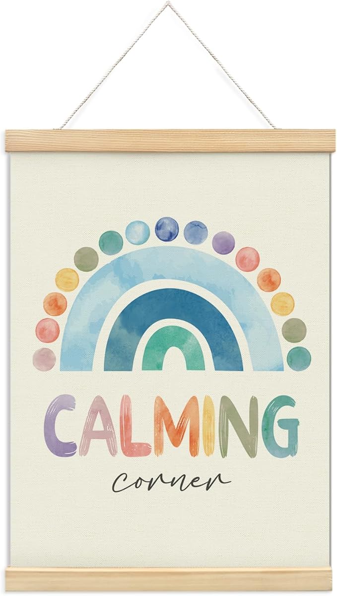 foedor Counseling Office Must Haves Poster Hanger Frame,Rainbow Calming Corner,Mental Health Wall Sign Decor for Home Kids,Mental Health Counselor Gifts,Calming Corner Items for Kids Nursery Baby