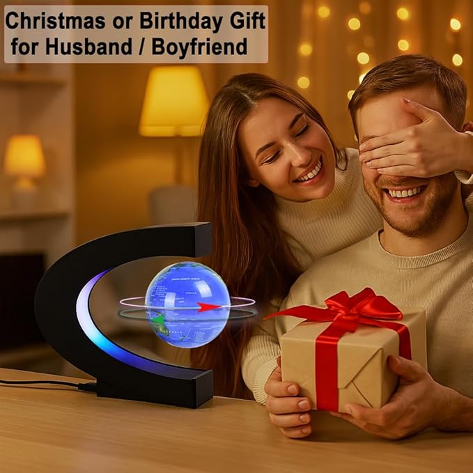 Magnetic Levitation Floating Globe with LED Light Anti Gravity Levitating World Map Office Home Bedroom Desk Gadget Decor Unique Birthday Gift for Men Kids Husband Boss