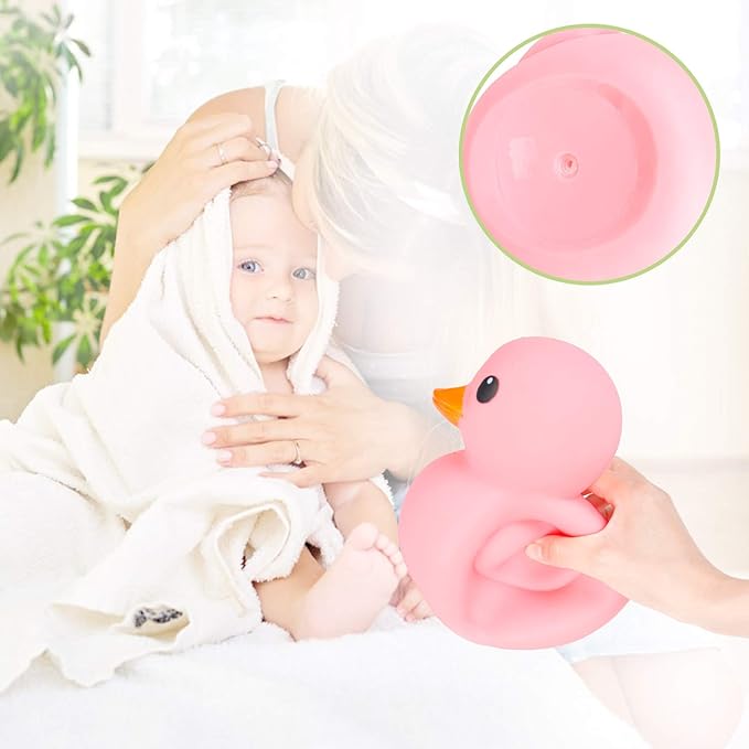 XL Jumbo Large Rubber Duck Bath Toy - No Hole Giant Duck, Waterproof Big Duckie Baby Shower Water Toy Without Hole for Kids Home, Decor, Party Gift 8-Inches (Pink)