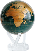 MOVA – Green and Gold Rotating Decor Globe, 6” | Solar-Powered Motion | No Batteries | Gift for Desk, Home, or Office