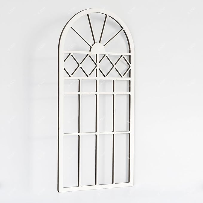 iLAND 1/12 Scale Accessories of Dollhouse Window, Wooden DIY Dollhouse Building Supplies, Complete Miniature Window Kit w/Wooden Frame & Grid Pattern PVC Film