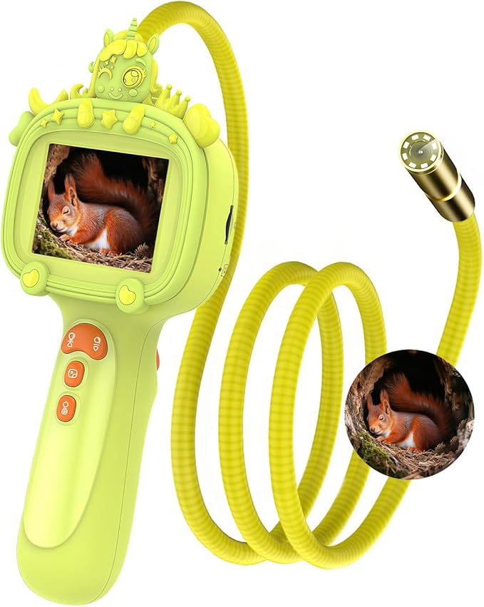 Borescope Snake Camera Endoscope with Light & Flexible Tube for Kids - Educational STEM Science Toy for Boys & Girls Ages 3-10, Birthday for Nature Exploration - Green