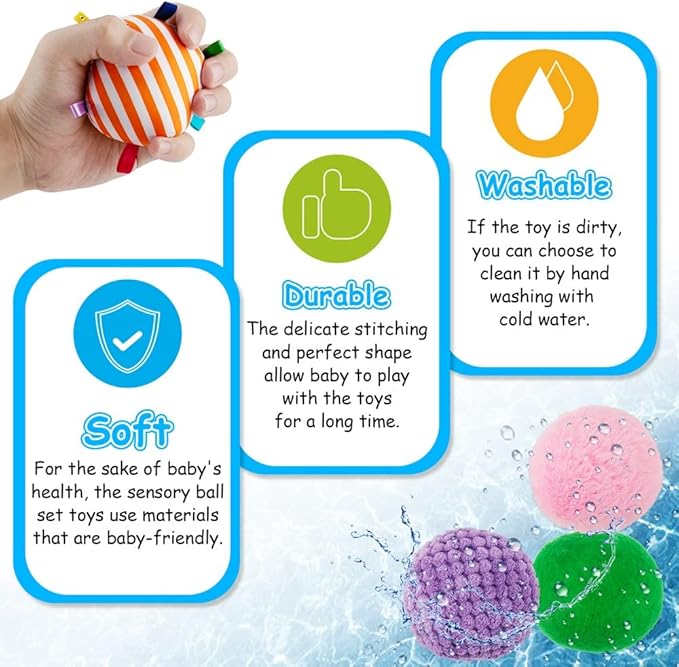 Baby Sensory Texture Ball Toy Set,10Pcs Montessori Toys for Babies 6-12 Months,Develop Fine Motor & Sensory Play for Newborns’ Early Learning,Fidget Stress Toys for Autism/Anxiety Relief.