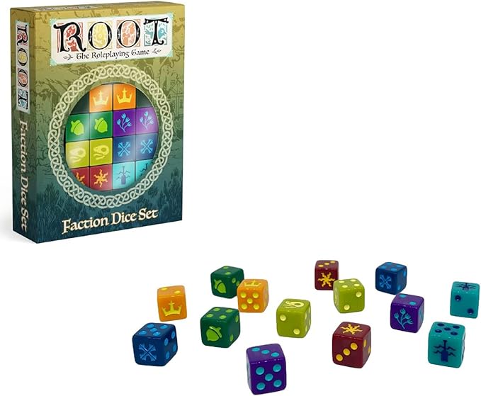 Magpie Games Root The Roleplaying Game: Faction Dice Set – 14 Engraved Dice for Woodland Factions
