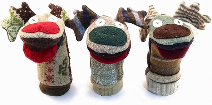 Cate & Levi - Hand Puppet - Premium Reclaimed Wool - Handmade in Canada - Machine Washable (Moose)