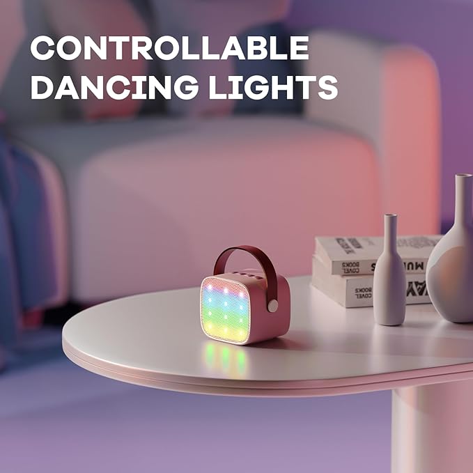 Mini Karaoke Machine for Kids Adults, Portable Bluetooth Speaker with 2 Wireless Microphones, TOP Birthday Gifts Toys for Girls Ages 3, 4, 5, 6, 7, 8, 9,10,11,12+ Years Old Toddler (Lightpink)