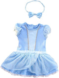 Dressy Daisy Princess Onesie Romper Fancy Dress Costume Halloween Birthday Bodysuit Outfit with Headband for Infant Baby Girl
