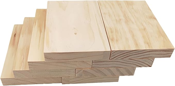 8PCS Rectangle Wood Boards Unfinished Wood Blocks for Crafting, 6x4x0.8in Blank Whittling Wooden Blocks for Wood Carving,Painting & Burning