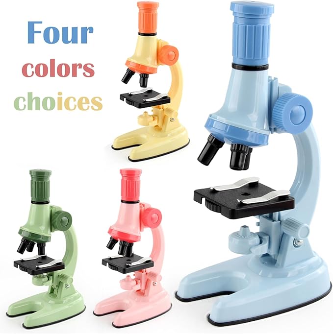 XD508 Microscope for Kids - 100X 600X 1200X Beginner Microscopes kit with LED Light, Science Educational Gift and Toy for Boy&Girl Birthday Halloween Christmas（Pink）