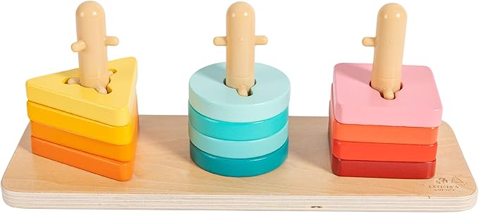 Montessori-Inspired Stacking, Shapes and Colors Sorting Toys for Toddlers, Twist and Pivot, Problem-Solving and Fine Motor Skills Development, Educational and Learning Toys for 1+ Year Old