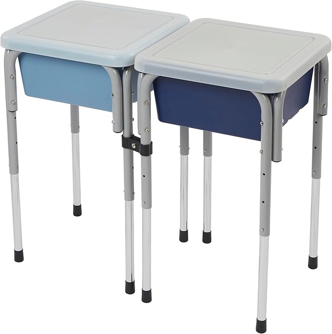 Double Sensory Table with Lids, Adjustable Table, Navy/Powder Blue