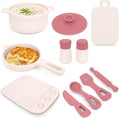TYRY.HU Play Kitchen Accessories, 11Pcs BPA Free Silicone Pretend Play Food Sets, Play Kitchen Set,Play Kitchen Cooking Utensils Pots & Pans, Pretend Role Play Cooking Toys Gifts for Toddlers 1-3,Pink