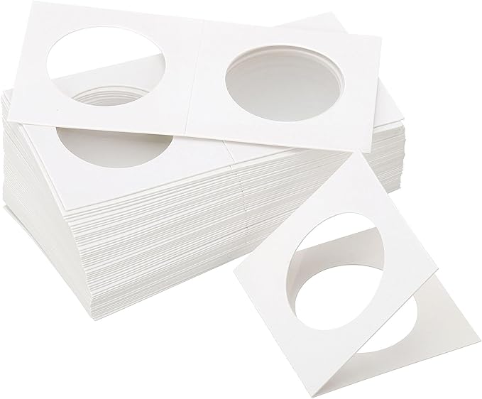 PATIKIL 2x2 Coin Flips, 350 Pack 33mm Cardboard Coin Holder Paper Coin Holders for Coin Collection Supplies Collector, White