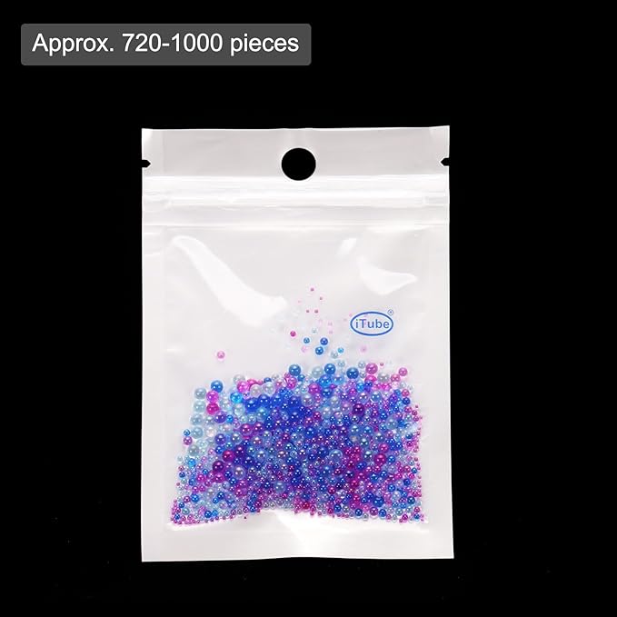 Iridescent Glass Tiny Bubble Beads, 0.4-3mm 10g No Hole Micro Mini Round Bluish Purple Water Droplets Beads - Applications: for Resin Filler, Nail Art, Dollhouse Bath Tub