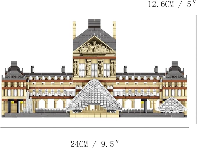 Louvre Museum Paris Micro Brick Building Set (3377 Pieces) – Landmark Model Educational Toy Gift for Kids and Adults
