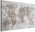 artgeist Canvas Wall Art World Map 35x24 in - 1pcs Home Decor Framed Stretched Picture Photo Painting Artwork Image - Continents Map Worldmap Abstract Retro k-A-0502-b-a