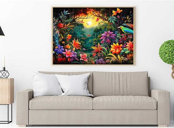 HUADADA Jigsaw Puzzles for Adults 1000 Piece Jigsaw Puzzles for Adults Challenging Game Puzzles with Letters on Back （Flowers and Birds）