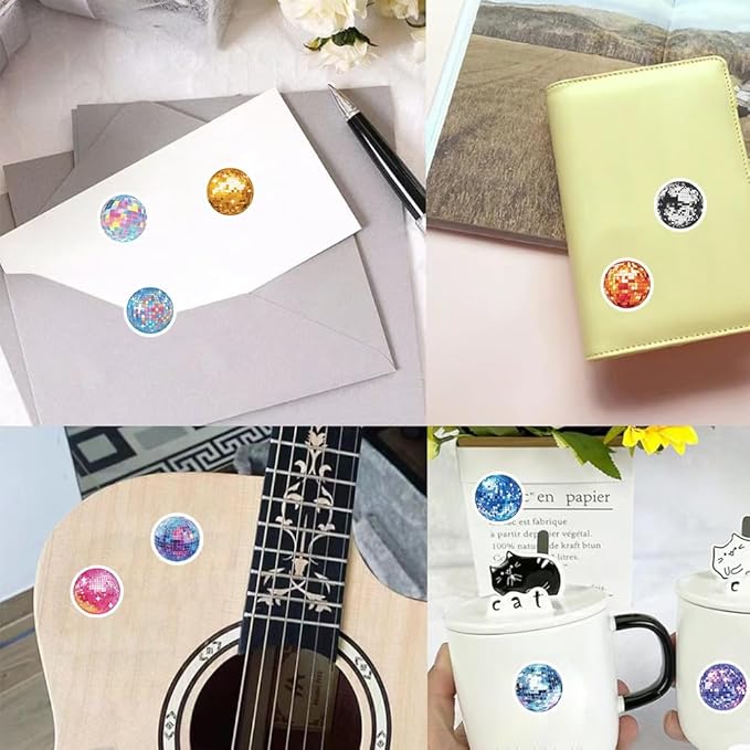 500pcs Cool Disco Ball Stickers - Vintage Retro Stickers, 1 Inch Self-Adhesive for Laptop, Luggage, Scrapbook, Bottles, Crafts & Decor