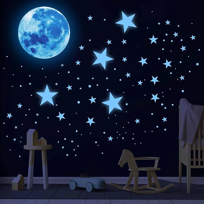 1078Pcs Glow in The Dark Stars for Ceiling Glowing Space and Moon Decals Universe Stickers Kids Wall Decor Perfect for Boys Girls Nursery Bedroom Living Room