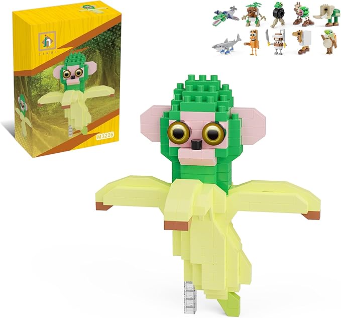 Italian Brainrot Action Figure Building Kit, Brainrot Toys, Creative STEM Construction Blocks, Collectible Desk Decor Gift for Adults & Teens 14+(SHIMPANZINI BANANINI)
