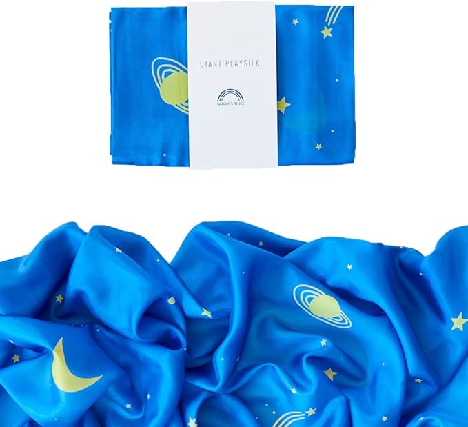 Sarah's Silks Giant Playsilk | 100% Silk Toy for Toddlers | Bright Colored Large Scarves for Fort Building and Pretend Play - Starry Night