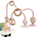 Baby Sensory High Chair Suction Toys for Infant Toddlers 6 12 18 24 Months Gifts, Food Grade Silicone String with Oak Loop Montessori Educational Baby Bath Toy (Pink)