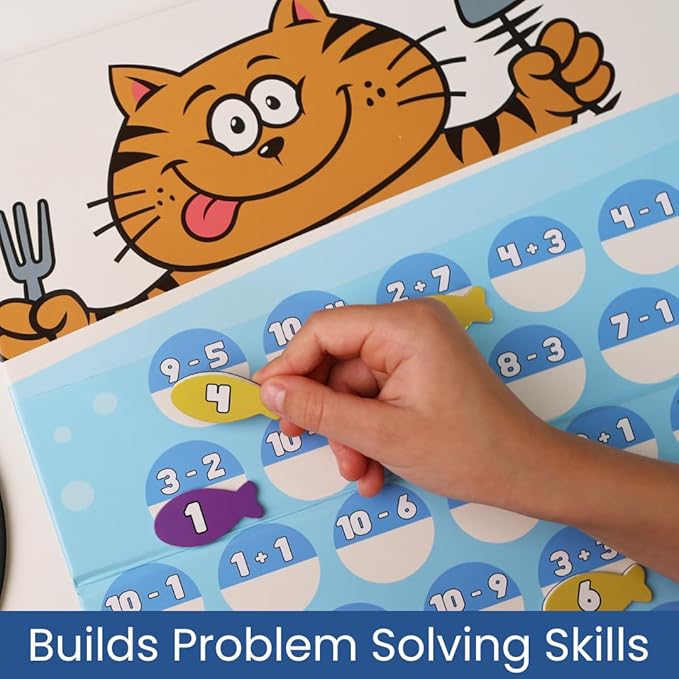 Pidoko Kids Purrfect Math | Math Games for Kids Ages 5+ | Addition and Subtraction Magnetic Fish Game