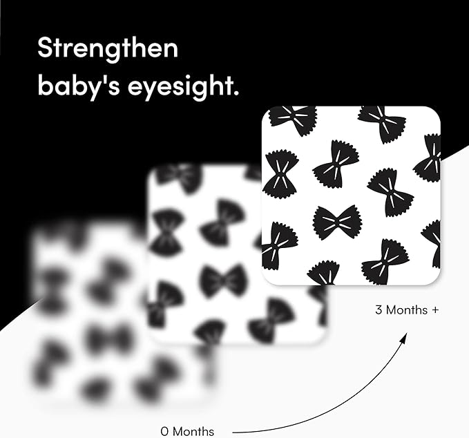 Pasta for Baby High Contrast Cards Sensory Toy Learning Activity Large Black and White Flash Cards Newborn Tummy Time Play 0+ Months Infant Essentials Curious Baby Activity Gift Set