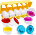 Montessori Geometric Eggs,12 pcs Set Color & Shape Egg Puzzle Toys Matching Eggs for Toddlers 1-3,Preschool Educational Sorting Game Fine Motor Toy Gifts for Kids Boys Girls