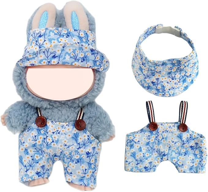 2-Piece Clothes for Labubu (NO Doll), Handmade Liberty Fabric Dress and Bow Set for 17CM Dolls, Cute Outfit Accessories (MITSI-Valeria)