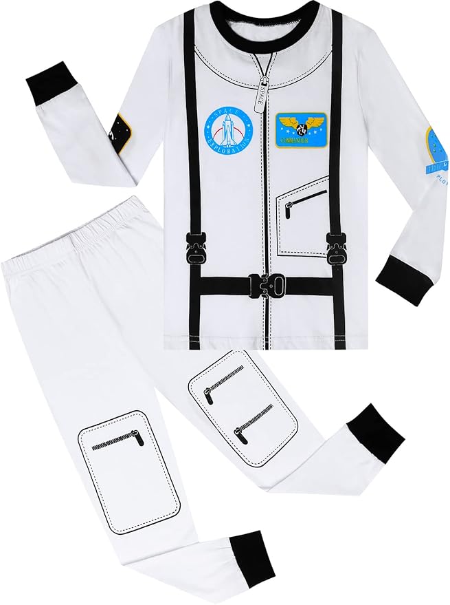 A&J DESIGN Pure Cotton Printed Pjs for 2-14 Years Kids, 2-Piece Long-Sleeved Pajamas Set